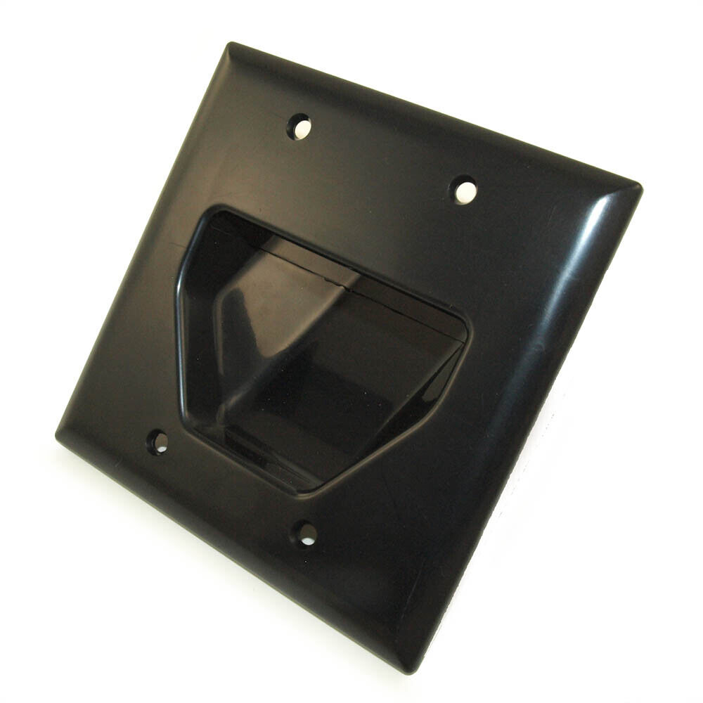 Wall plate: Double-Gang Recessed Cable Pass-thru  Black