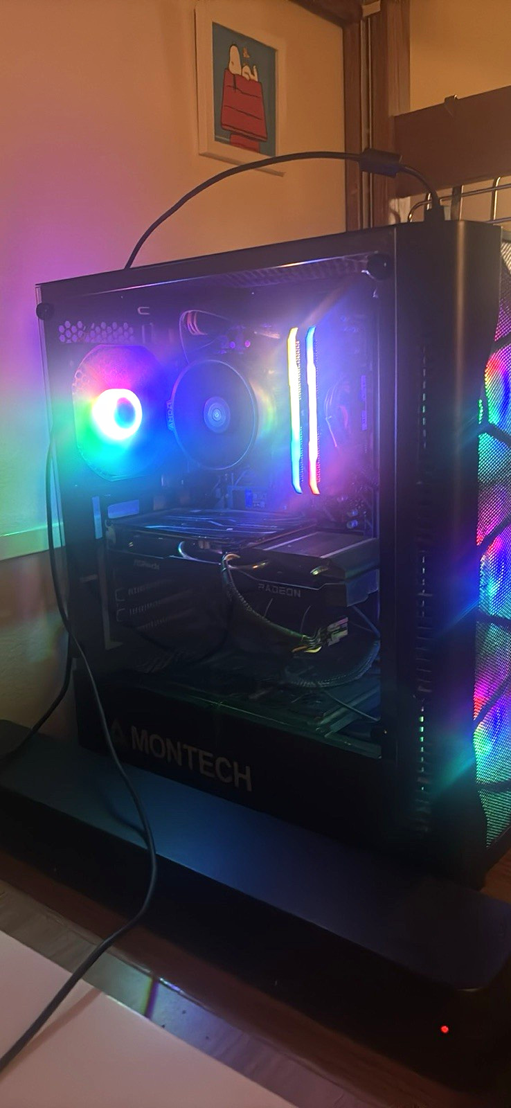 Gaming Desktop Tower PC, AMD Radeon, RGB, Black