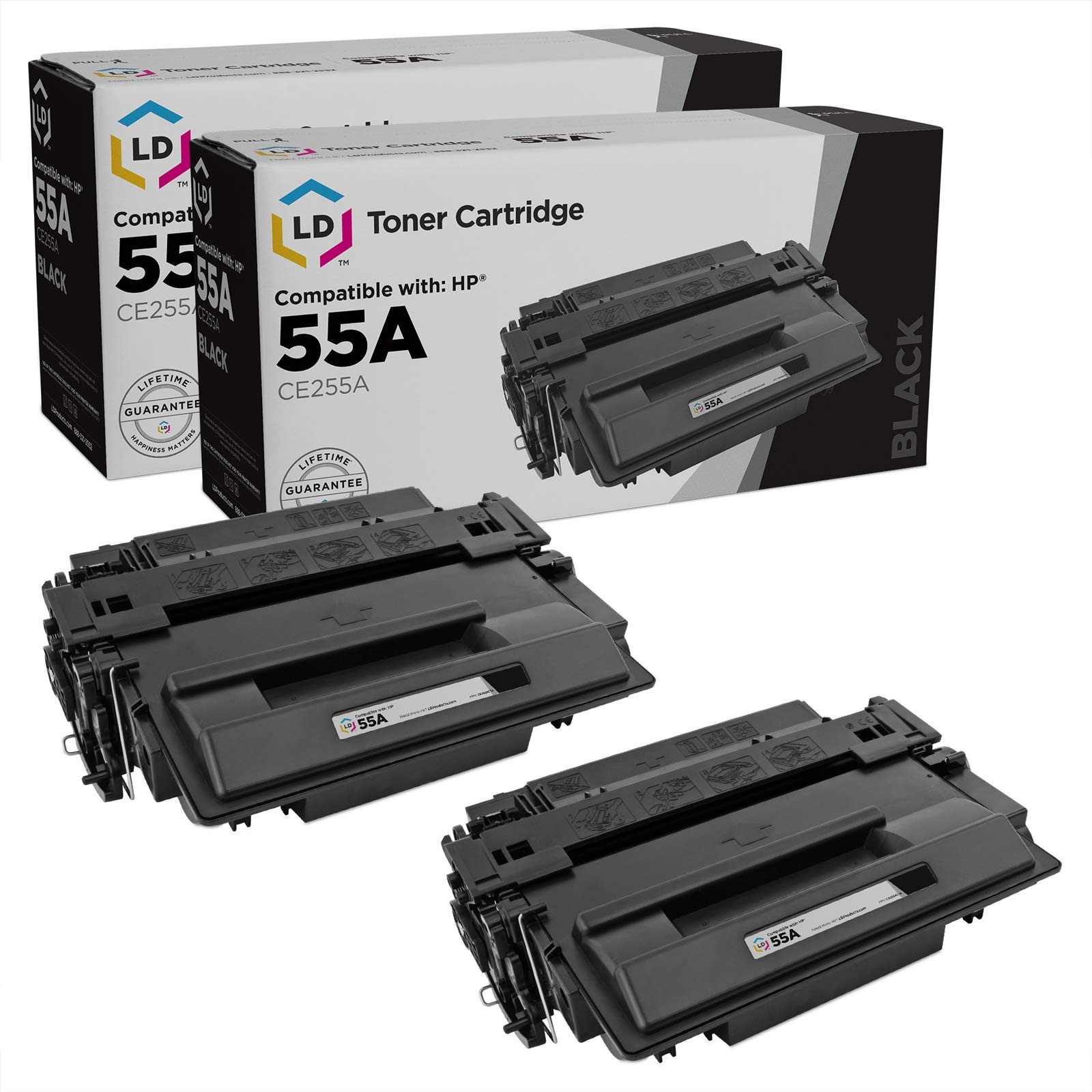 LD 2PK Replacement HP 55A 55X CE255A CE255X Toner Cartridges LaserJet P3015 M551