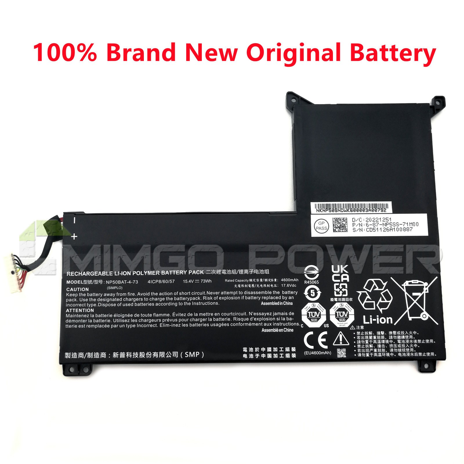 New Genuine NP50BAT-4-73 OEM Battery for Colorfly X15AT X17AT-23 NP7861C NP50SNC