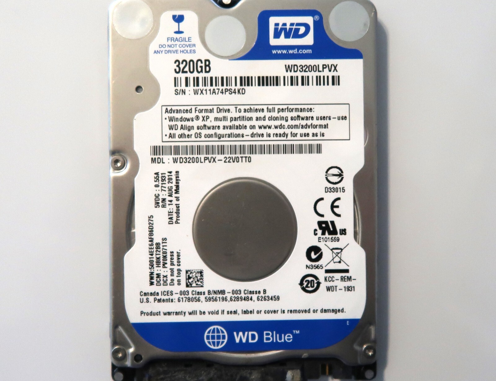 WD WD3200LPVX-22V0TT0 HBKT2BB (WX11) Malaysia 2.5" 320gb Sata 14AUG2014