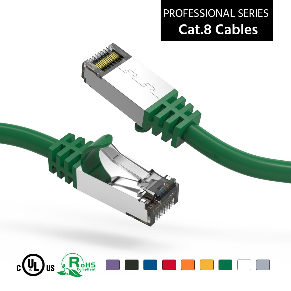 20 Pack of 4Ft CAT8 S/FTP Ethernet Network Cable Green 26AWG