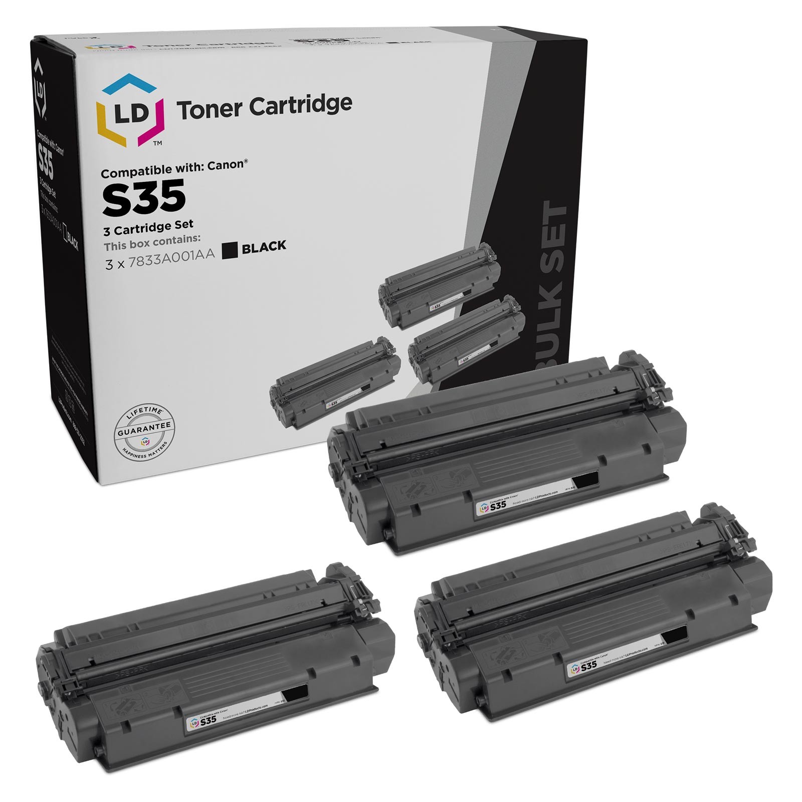 LD Canon Replacement S35 7833A001AA Set of 3 Black ImageClass D320 D340 D383