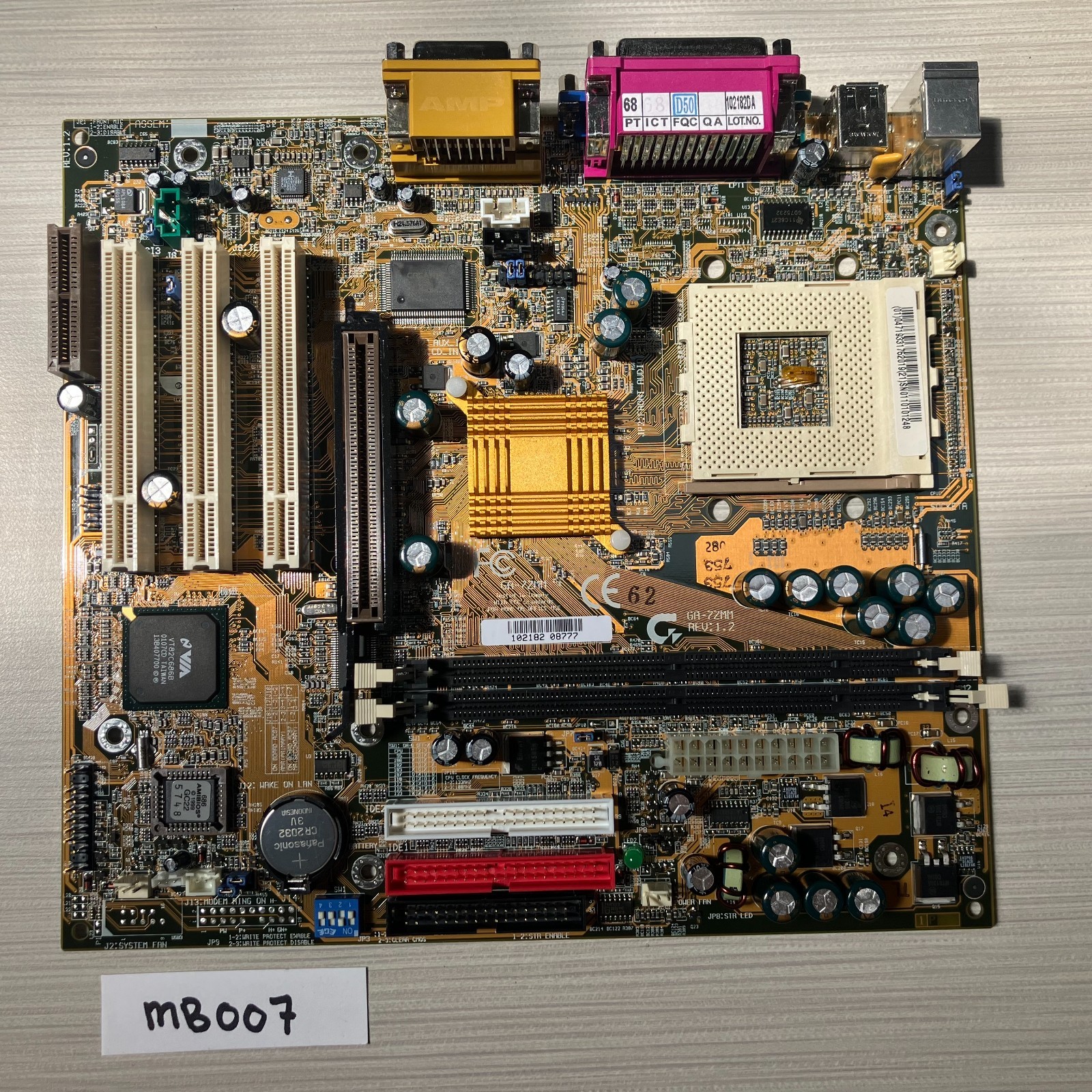 Gigabyte GA-7ZMM Rev 1.2 Socket A Motherboard VIA KM133 SDRAM AGP Retro PC