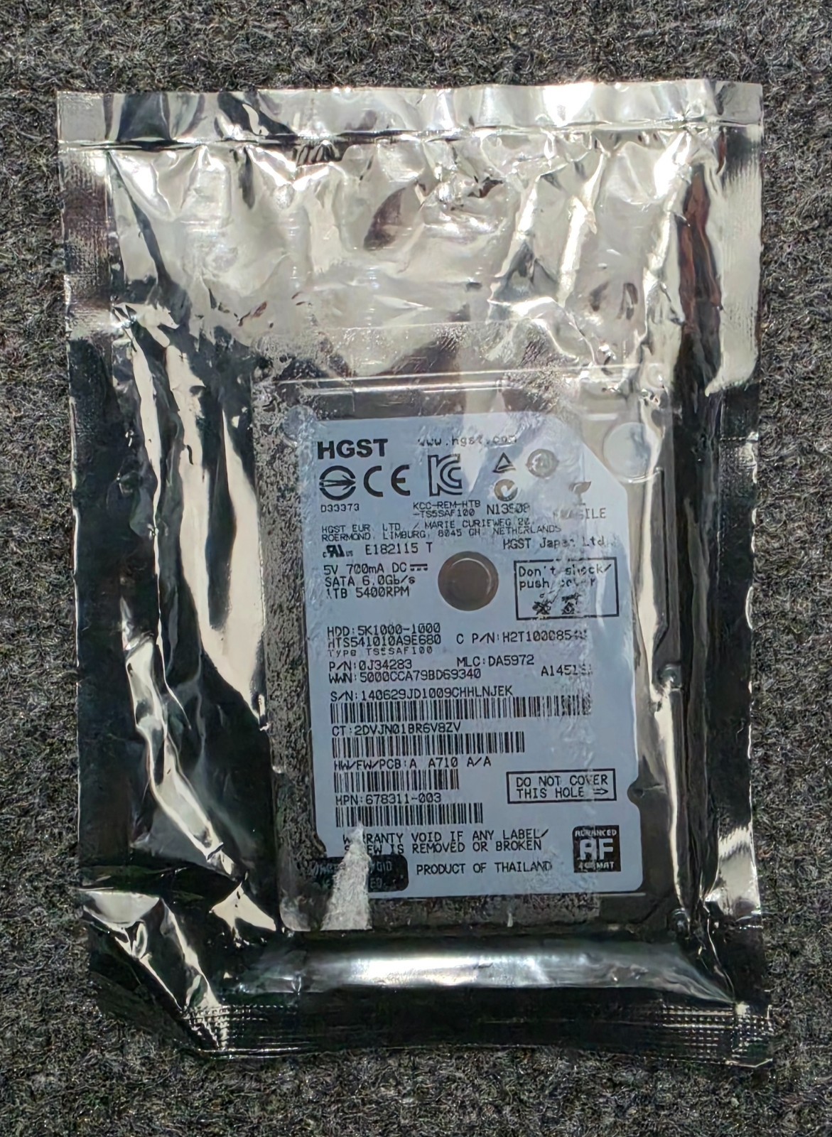 HGST 1TB HTS541010A9E680 5400RPM SATA 2.5" Hard Disk Drive (UNOPENED) (NEW)