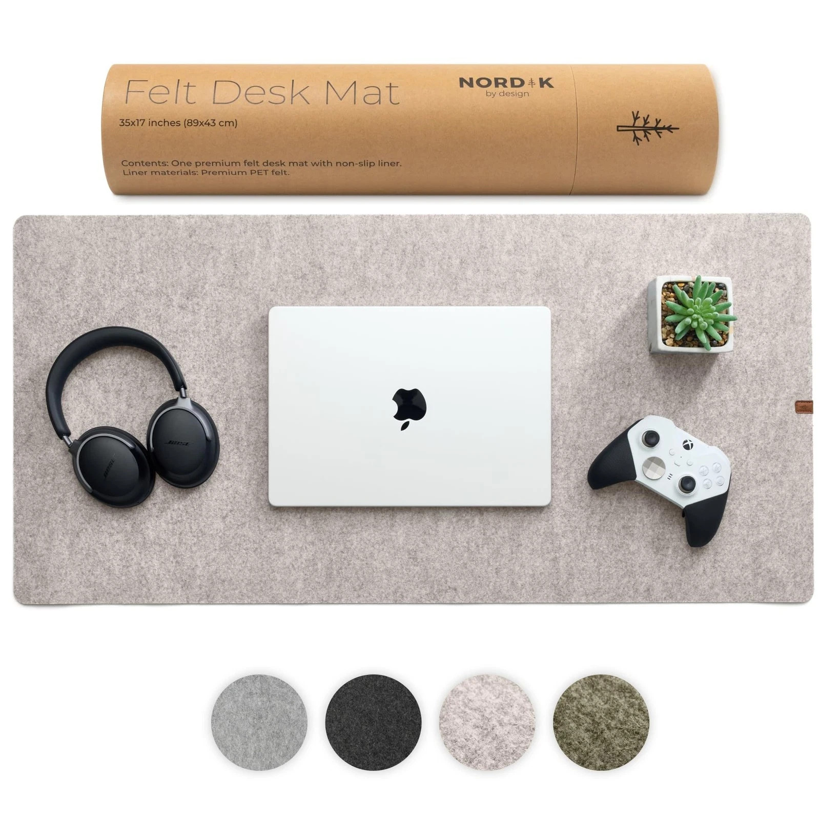 Nordik Large Felt Desk Mat – Stone Oat Beige – 35 x 17 inch – Computer Desk M...