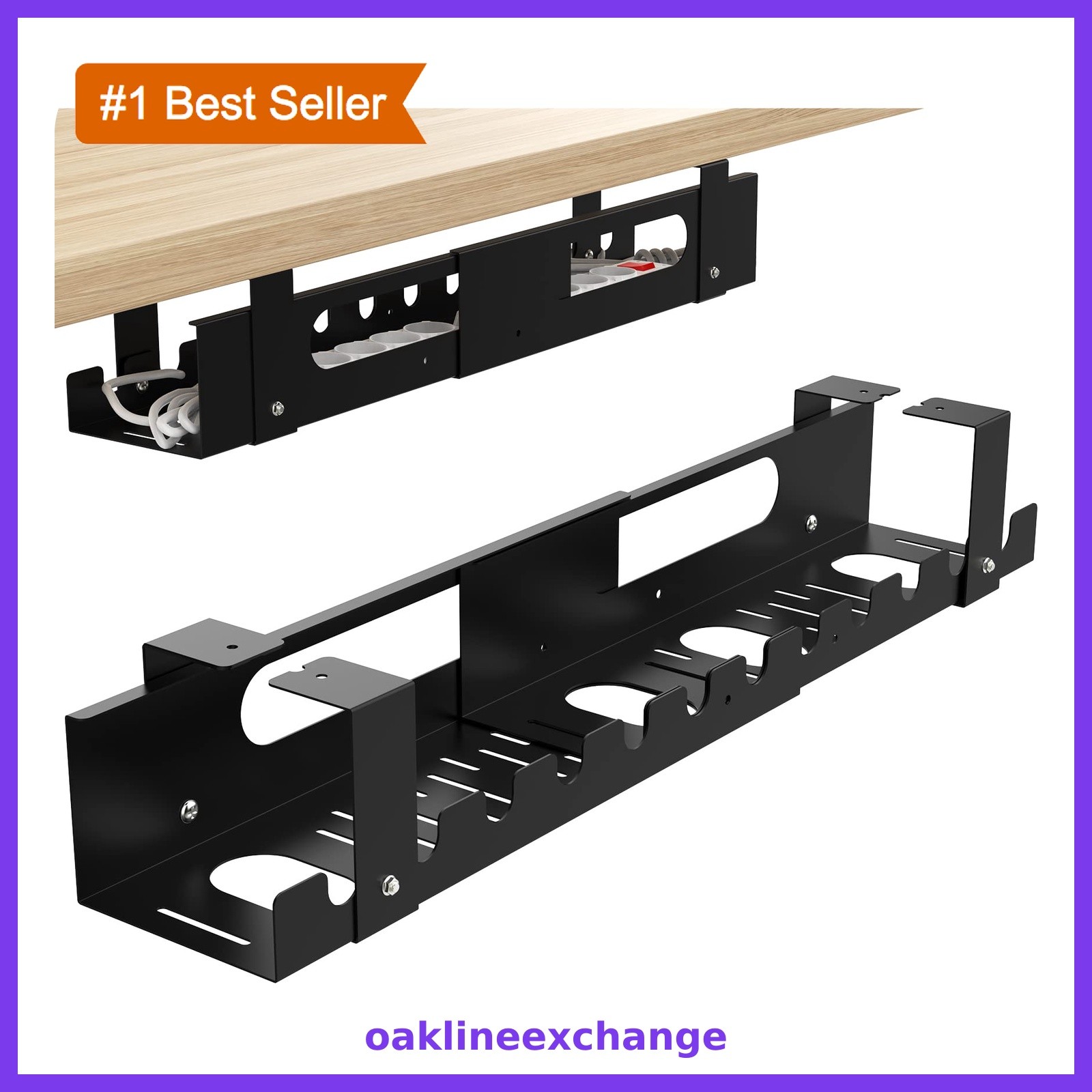 GOME Adjustable Under Desk Cable Management Tray 2 Pack