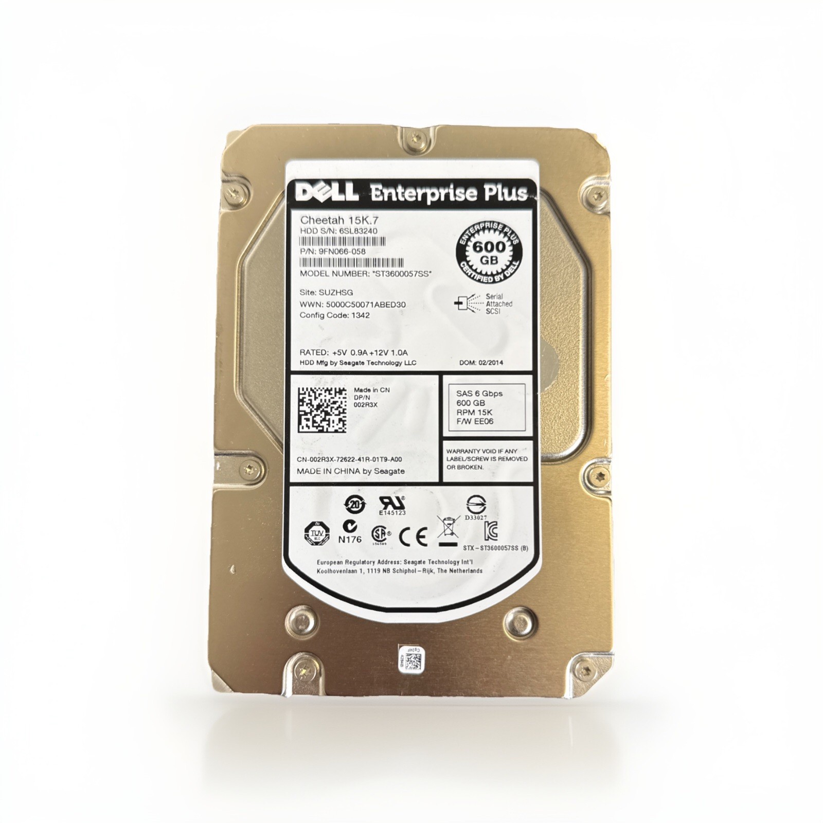 02R3X 002R3X DELL Enterprise Plus 600GB 15K RPM 6Gb/s 3.5" SAS ST3600057SS