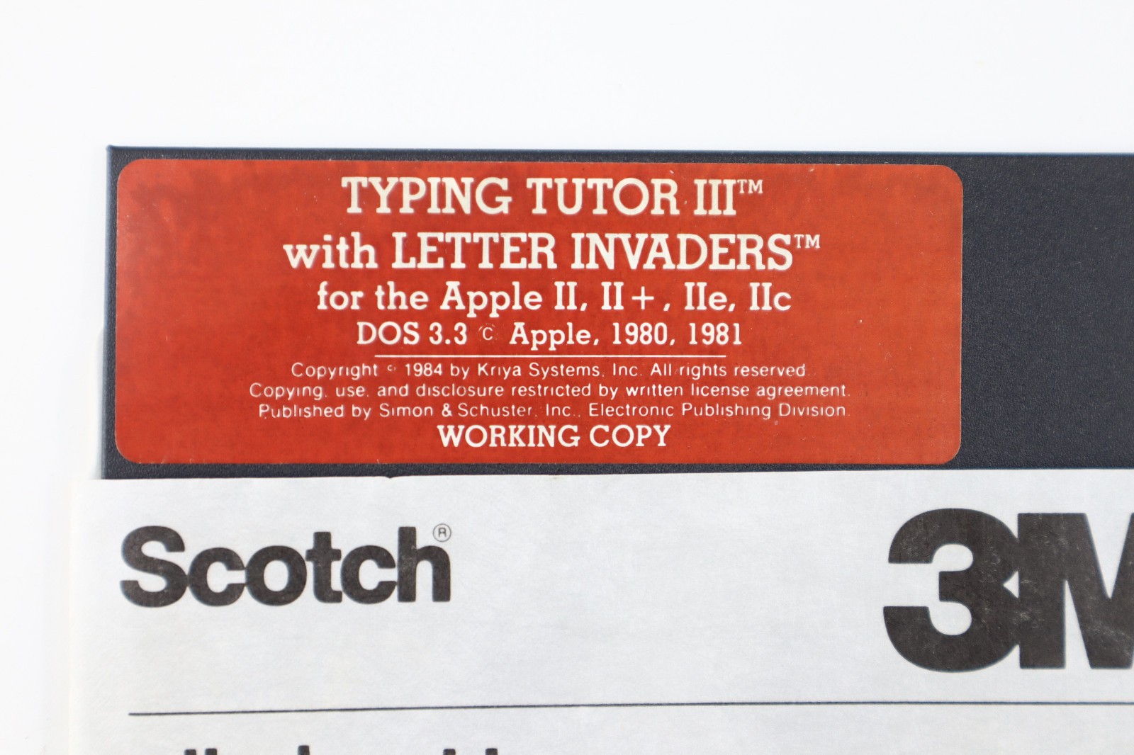Vtg 1980 Typing Tutor III with Letter Invaders For Apple II,II+, IIe and IIc