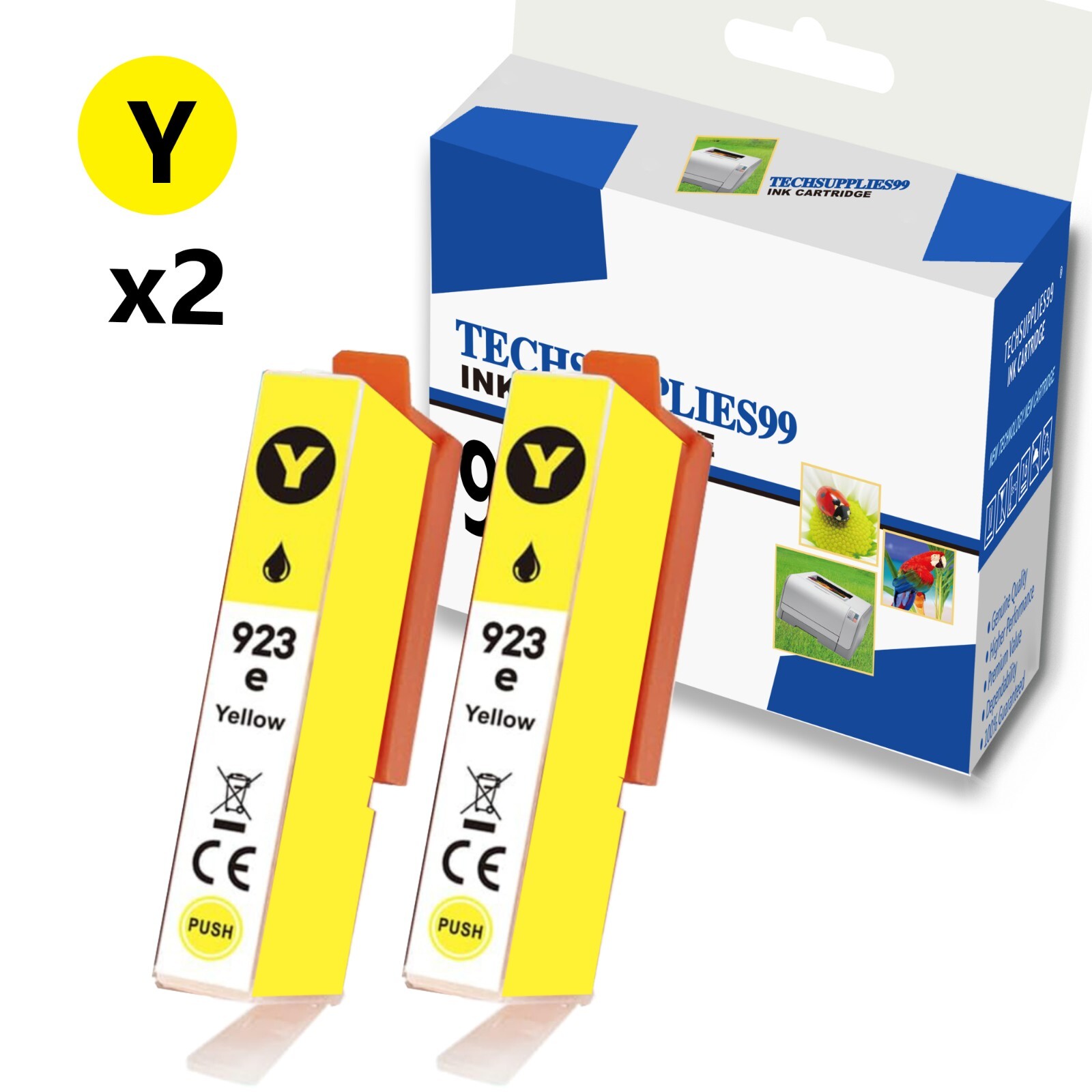 2PK Yellow Compatible HP 923e Ink Cartridge 923 for Office Jet Pro 8122e 8123