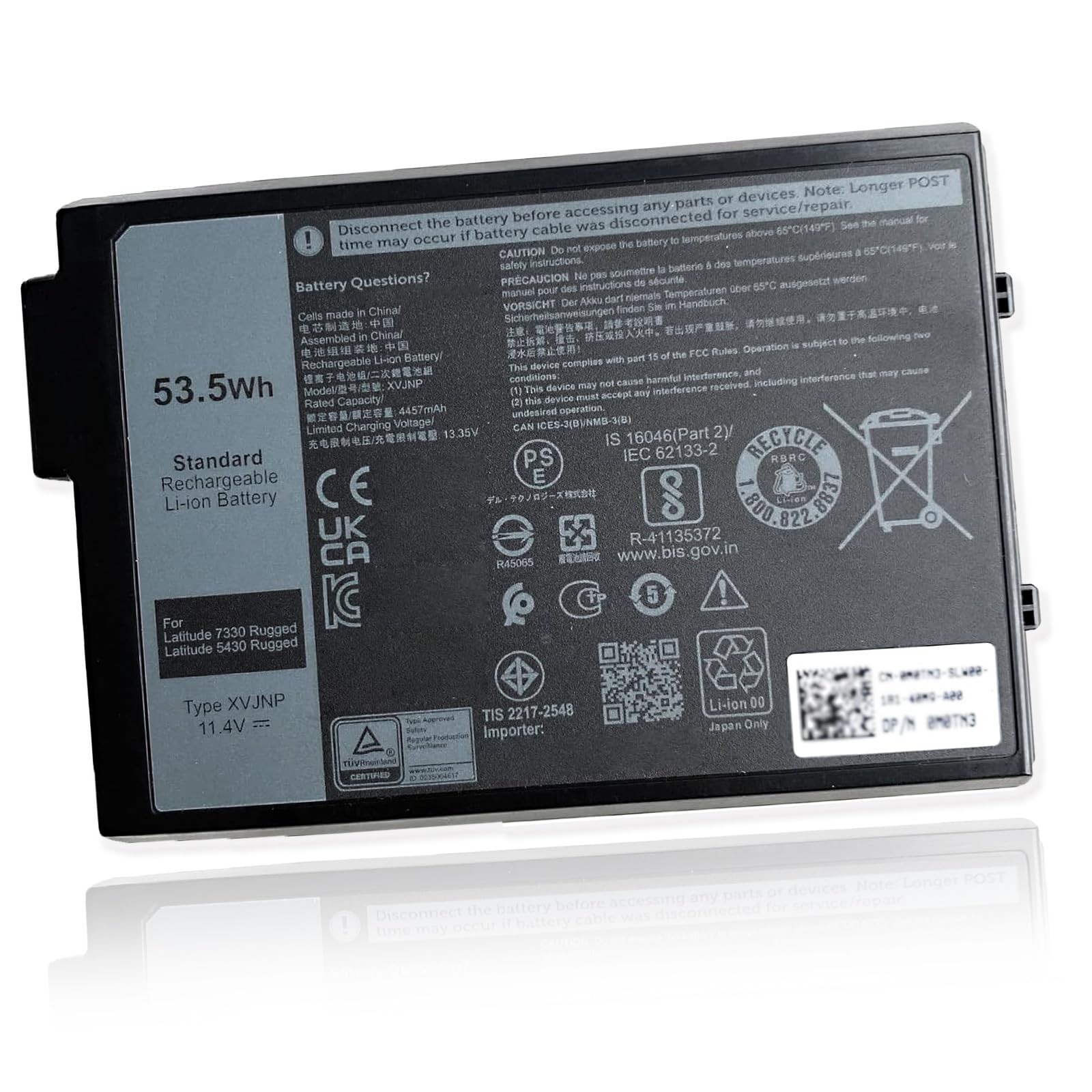 Mobik XVJNP 53.5Wh 11.4V Battery for Dell Latitude 5430 7330 Rugged Series