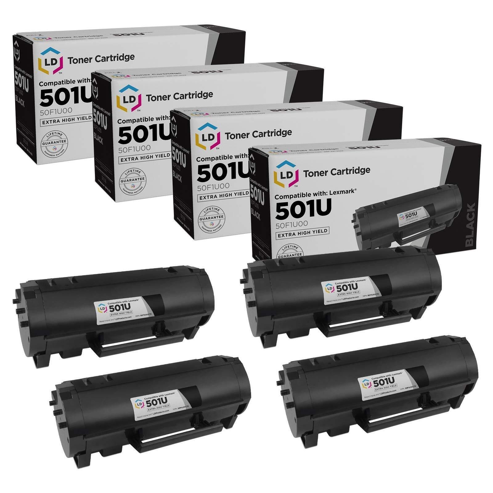 LD Comp Lexmark 50F1U00 501U 4PK Ultra HY Black MS510dn MS610 Series