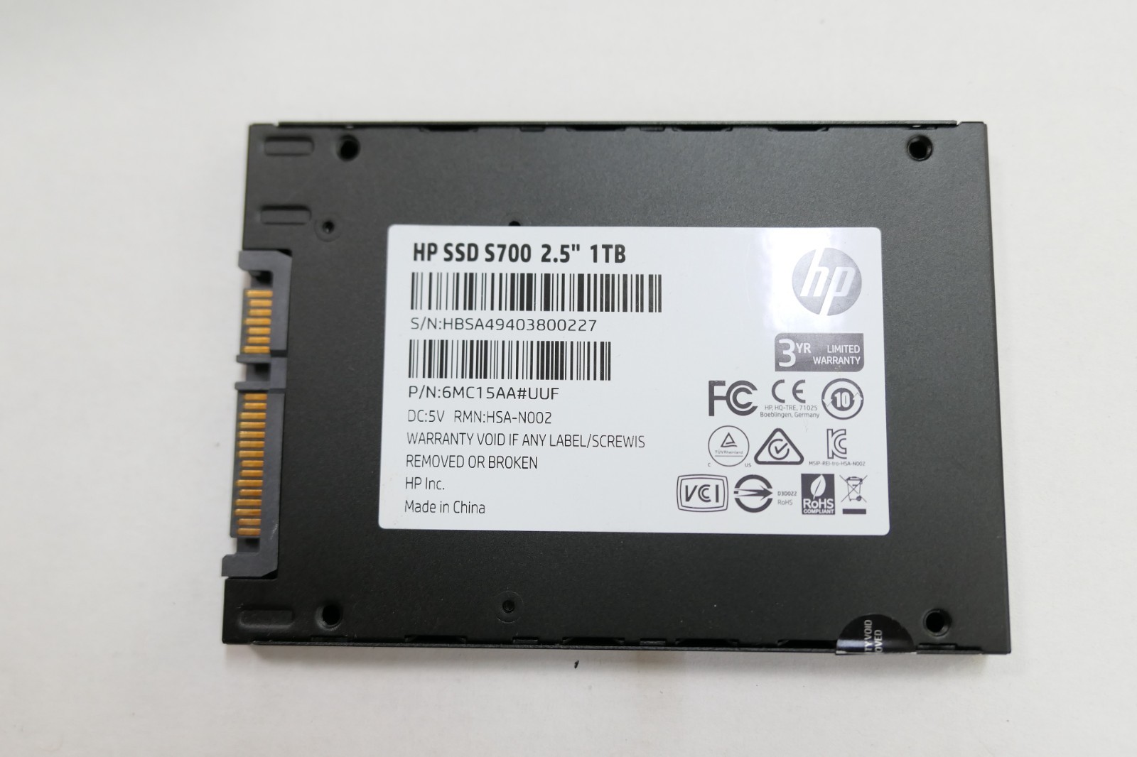 1TB HP S700 Pro SATA 2.5 Inch SSD - 878 days usage