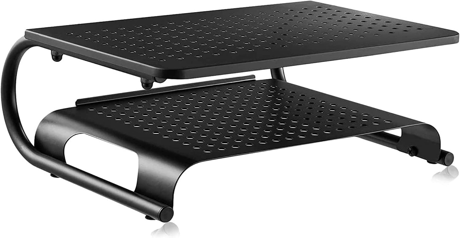 Soporte Doble Elevador Para Monitor Computadora E Impresora Metalico Ventilado