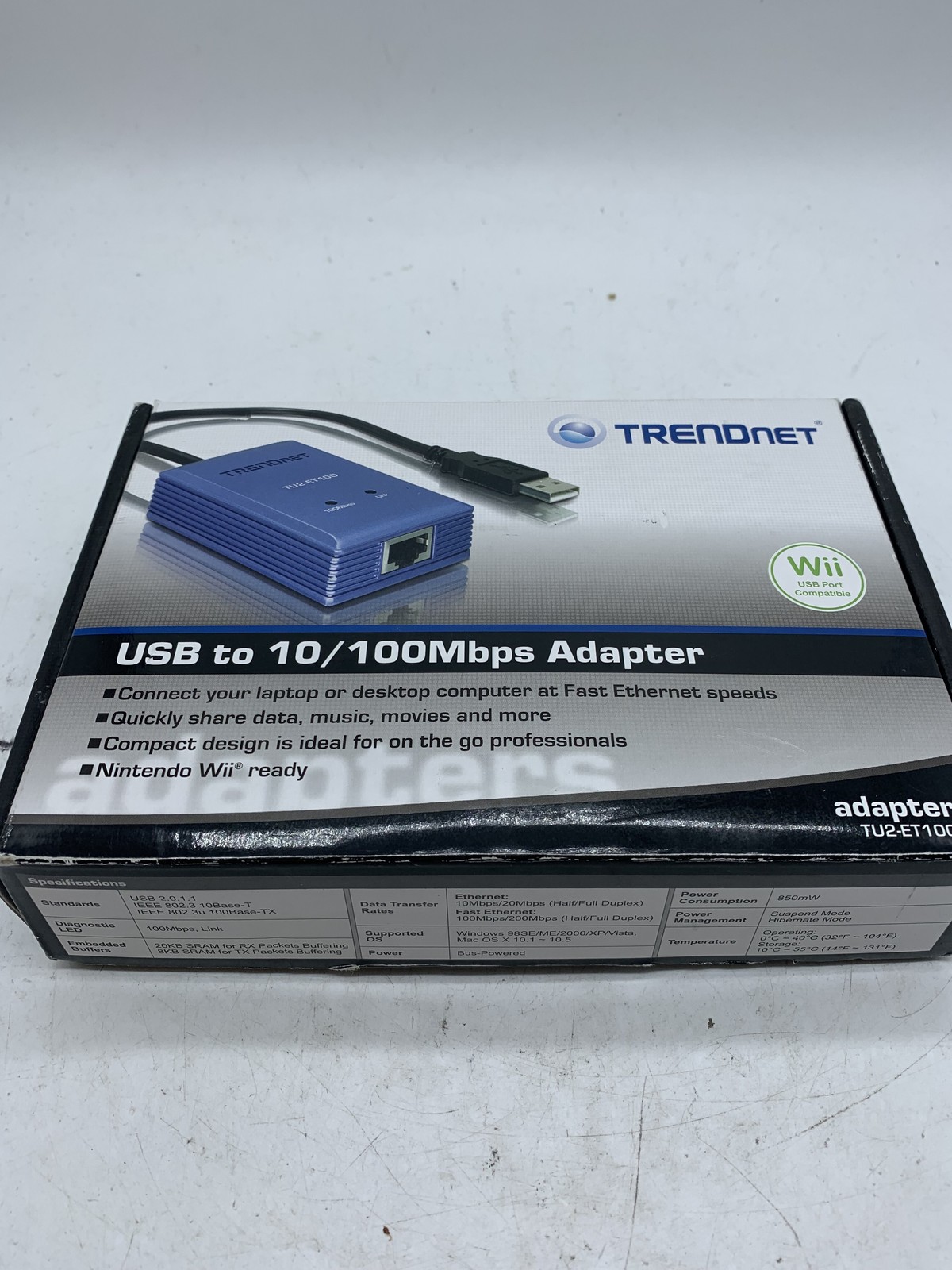 Open Box TRENDNET TU2-ET100 USB Ethernet Adapter ~ 