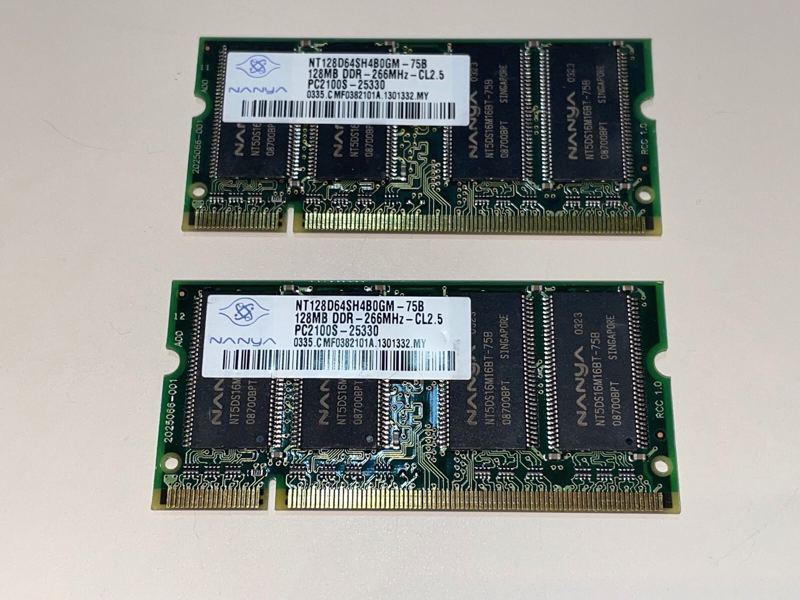 Nanya 128MB x 2 (256MB Total) DDR-266MHZ PC2100S RAM SODIMM Laptop Memory RAM