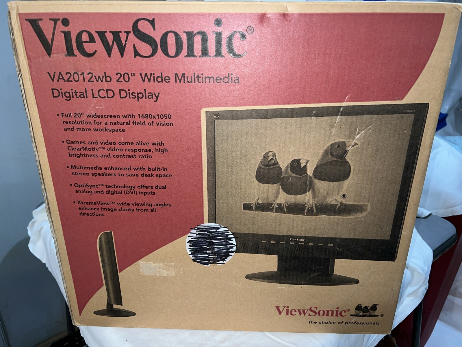 ViewSonic 20 inch monitor-VA2012WB display model:VS10859