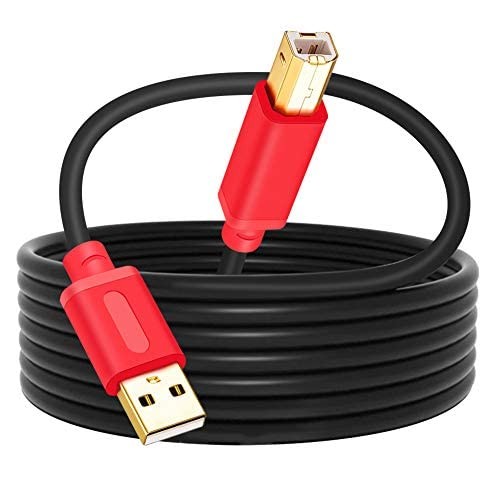 30ft Red USB 2.0 Printer Scanner Cable A to B