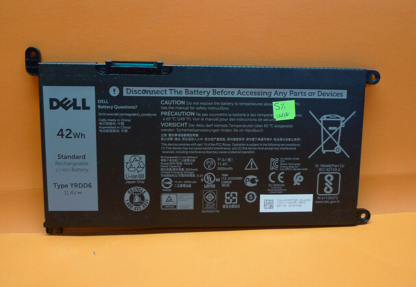 NEW Dell Latitude 3400 3500 Vostro 5490 5590 3-Cell 42Wh 11.4V Battery YRDD6
