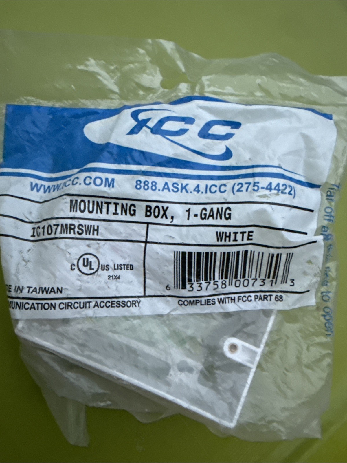 ICC Mounting Box, 1-Gang IC107MRSWH