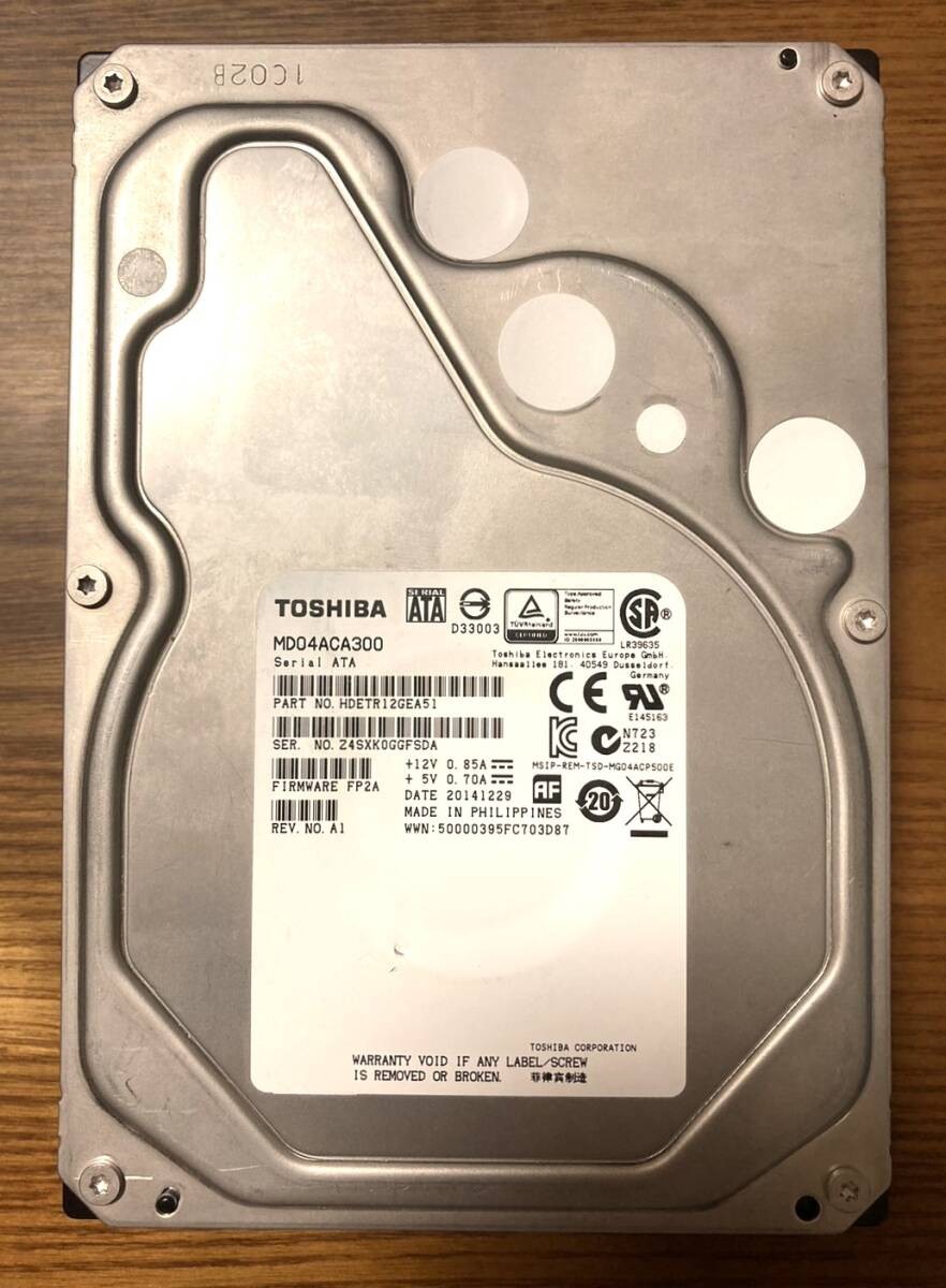 [Excellent condition] Toshiba MD series MD04ACA300 3.5-inch HDD 3TB (High reliab