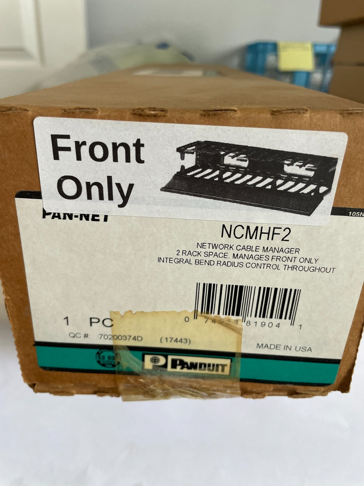 Panduit NCMHF2 Horizontal Single-Sided Cable Manager ABS 2RU 3.7" Depth Black