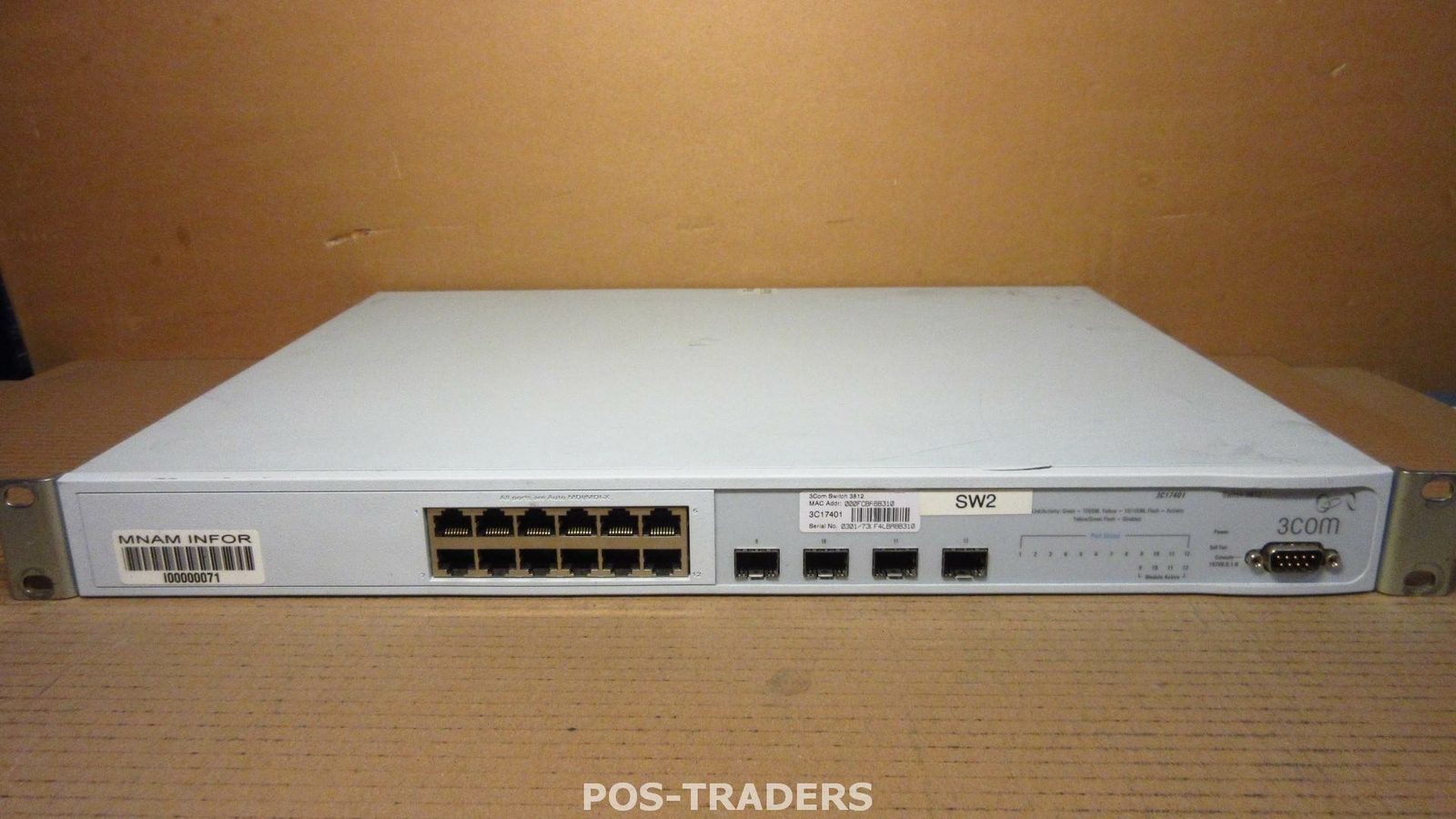 3com 3812 3C17401 SuperStack Switch 12-Port Gigabit 4x SFP DAMAGED FRONT BEZEL