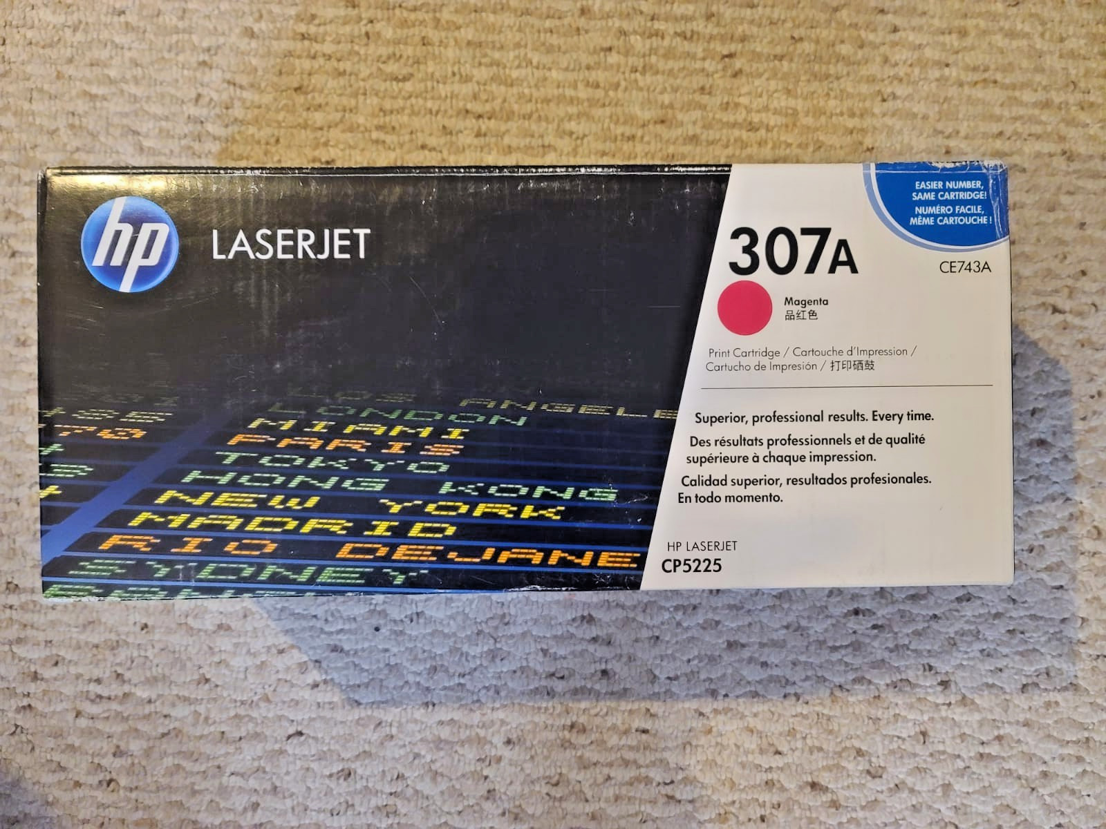 Genuine HP 307A CE743A  CP5225 Magenta NEW NEVER USED Open Box FACTORY SEALED