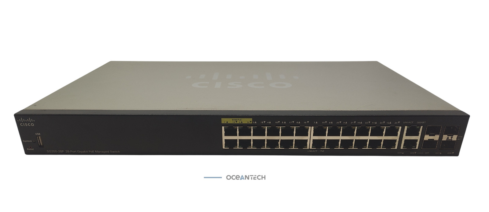 Cisco SG350-28P  V04 28 Ports Gigabit PoE+ Manageable Switch Tested, No Ears