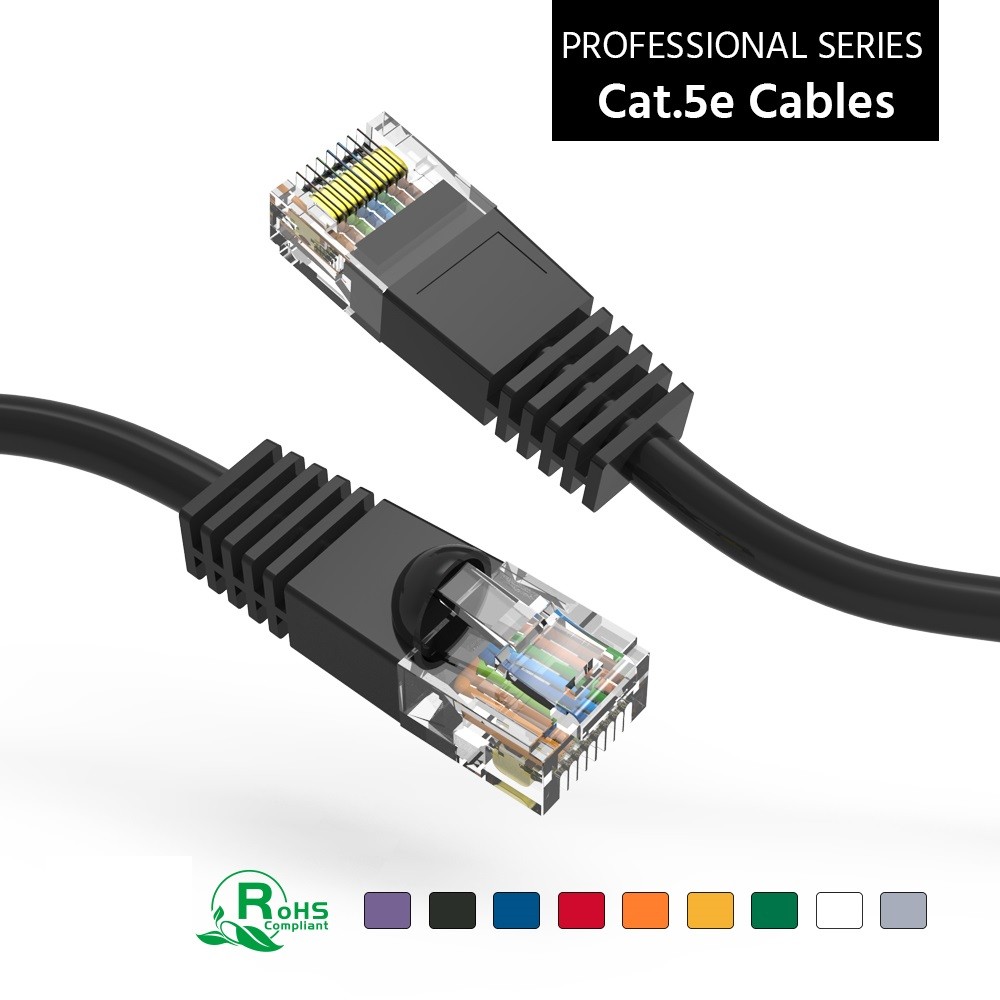 10 Pack of 150Ft CAT5E UTP Ethernet Network Booted Cable 125-200 Feet Black