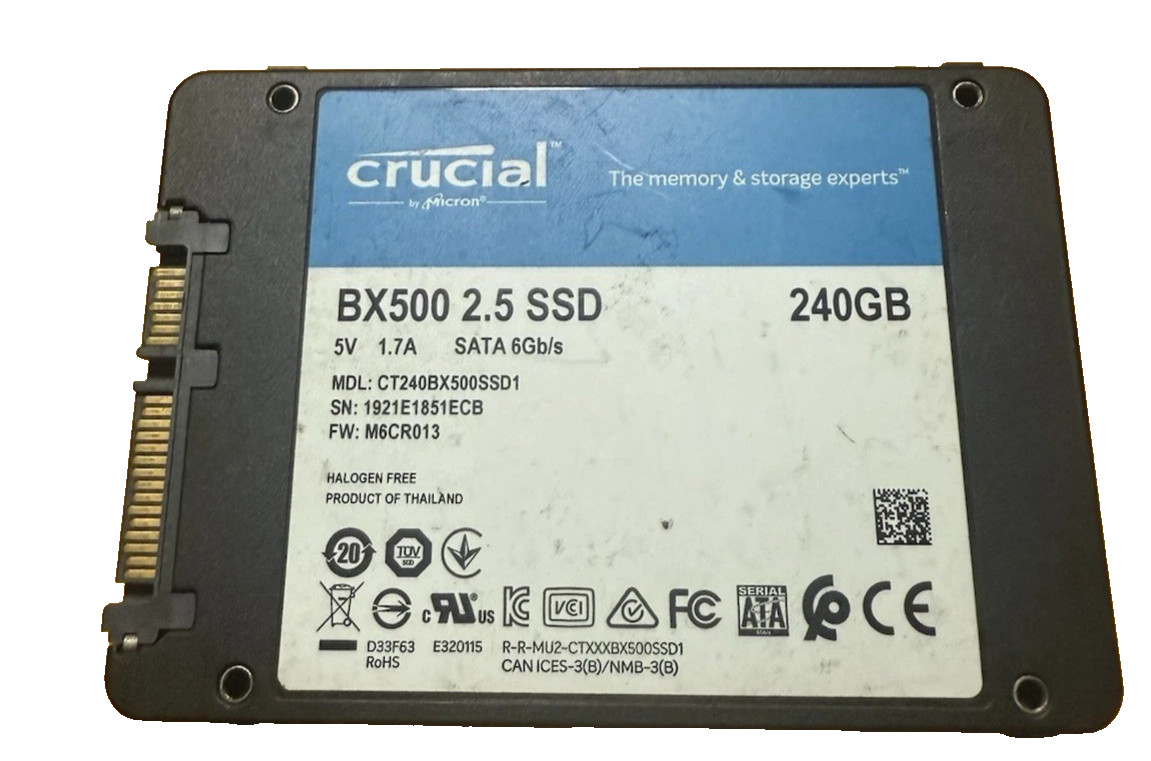 Crucial BX500 240GB Internal 2.5 " Solid State Drive SATA SSD 6GB/s Tested