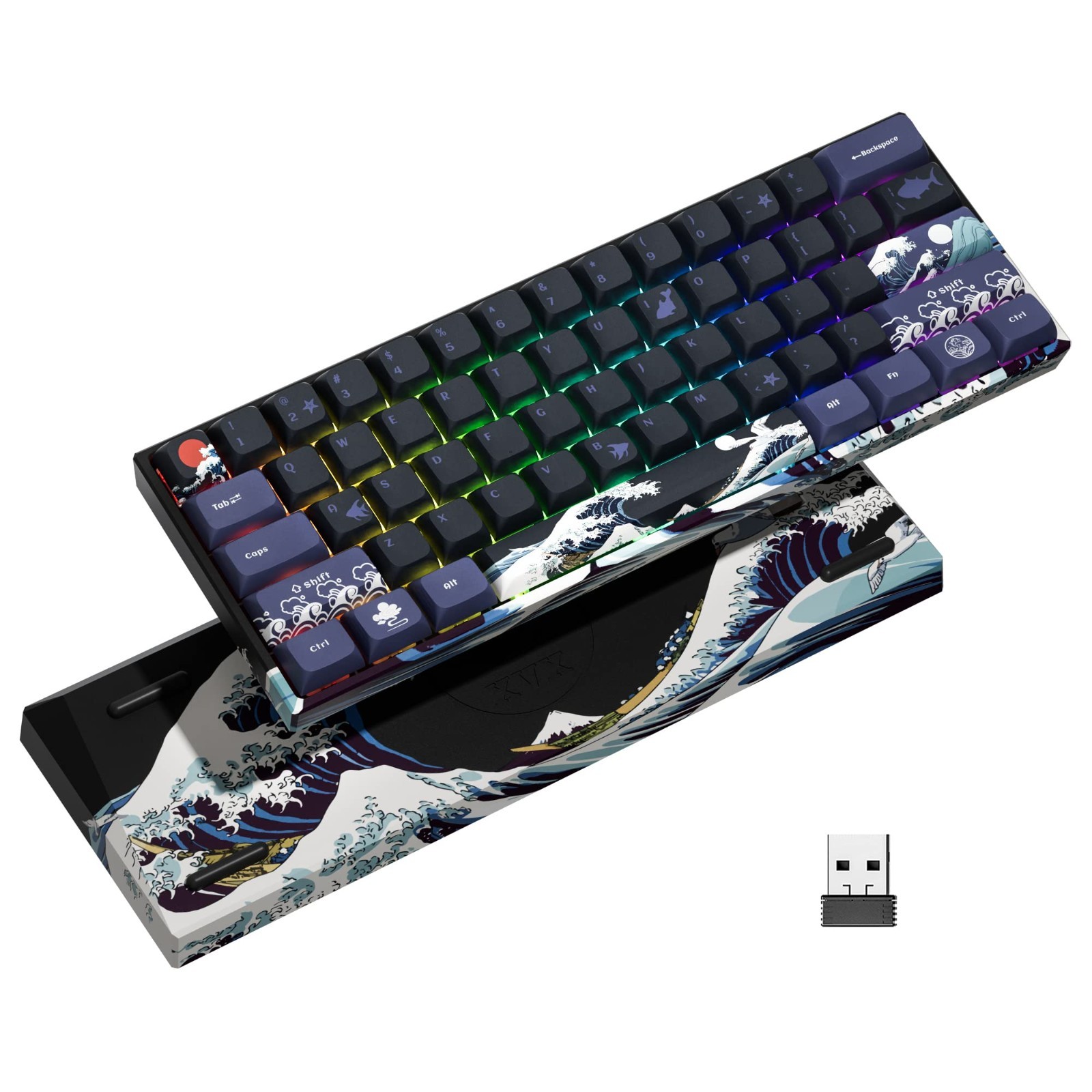 XVX 60% Gaming Keyboard, RGB 3-Modes Wireless Mechanical Keyboard