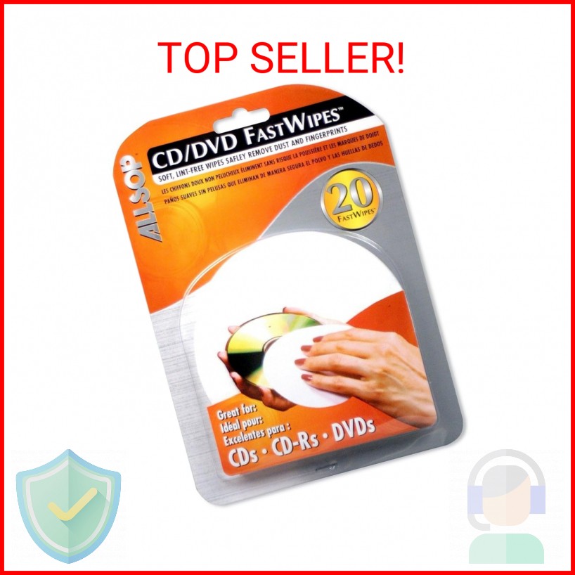 Allsop CD and DVD FastWipes, lint-free wipes for cleaning DVD, CD, PS1, PS2, XBO