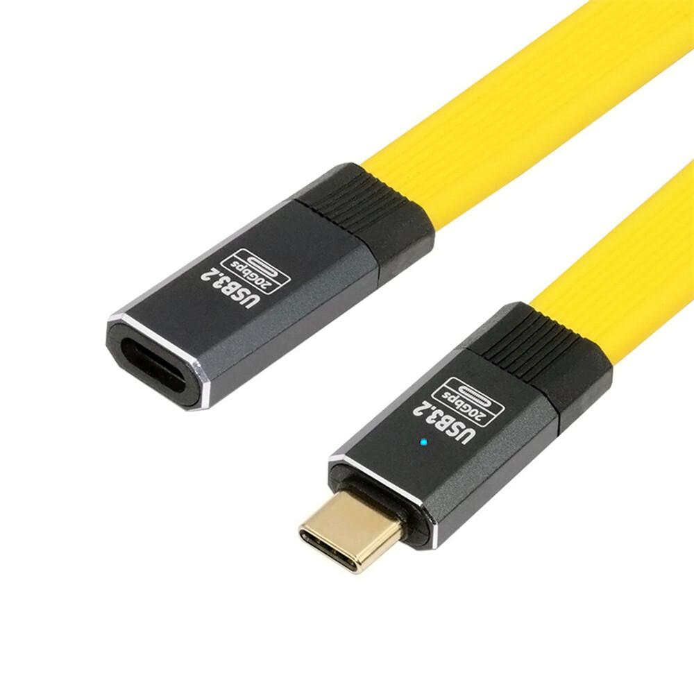 CY USB4 Extension Cable 20Gbps Male to Female Flat Slim FPC Cable 100W 8K 5K