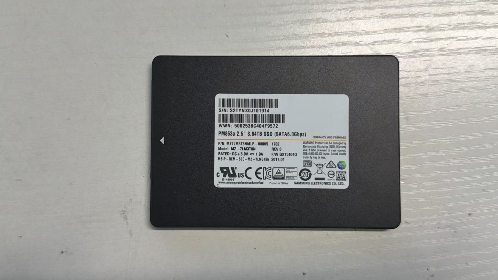 MZ-7LM3T8N MZ7LM3T8HMLP SAMSUNG PM863a 3.84TB 2.5'' 6.0Gbps SATA SSD Good Health