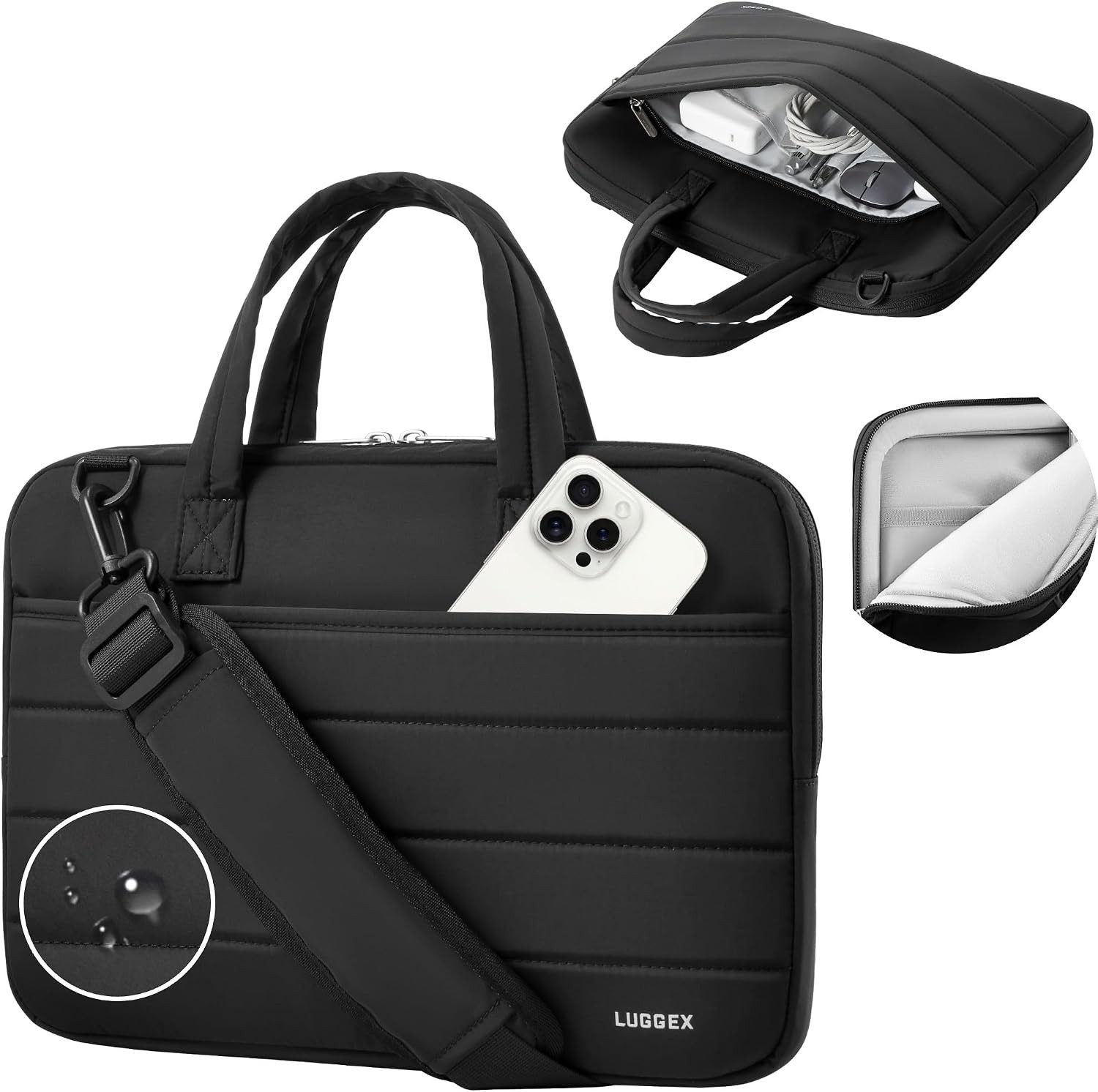 Sleeve for 13-14 Inch Laptop, 360° Protective with Shoulder Strap, Black