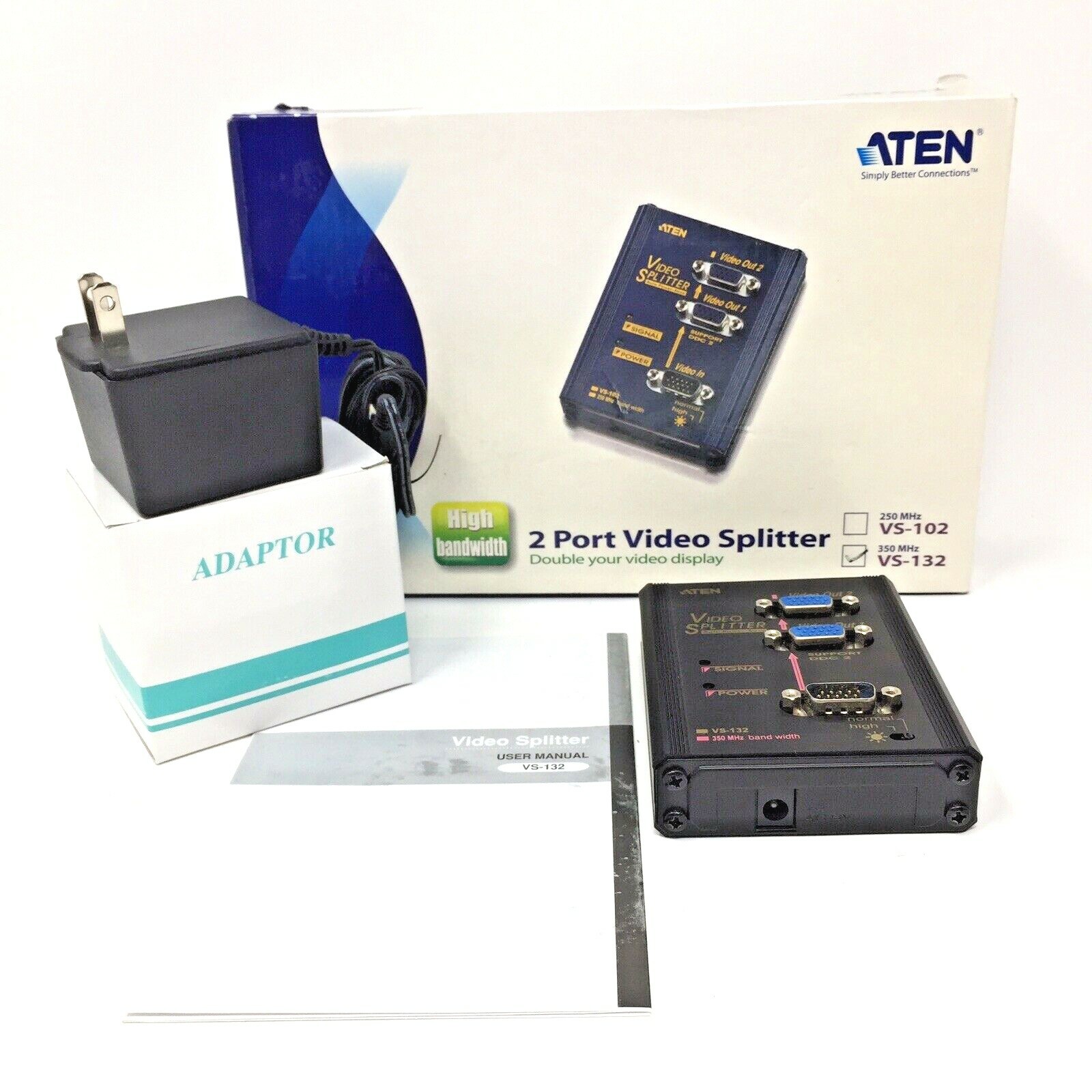 Aten VS-132 2 Port Video Splitter 350MHZ OPEN BOX