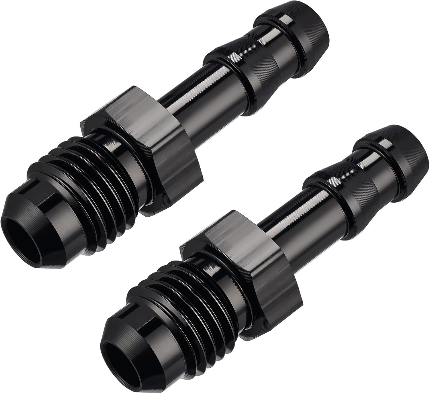 4AN Male to 1/4" Barb Push on Fitting Adapter Aluminum 2PCS