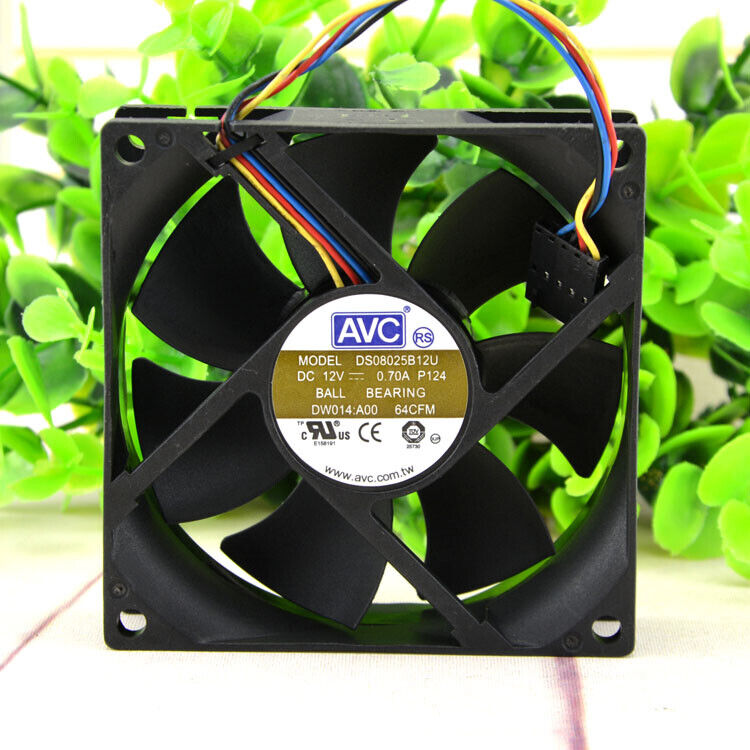 1pc AVC DS08025B12U 12V 0.70A  8025 8cm  4-wire Cooling Fan