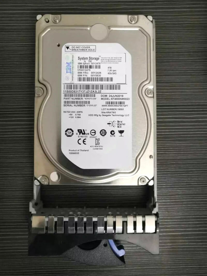 FOR Lenovo / IBM 00MJ129 00Y2475 00Y2426 V3700 4TB 3.5'' SAS 6G 7.2K Hard Drive