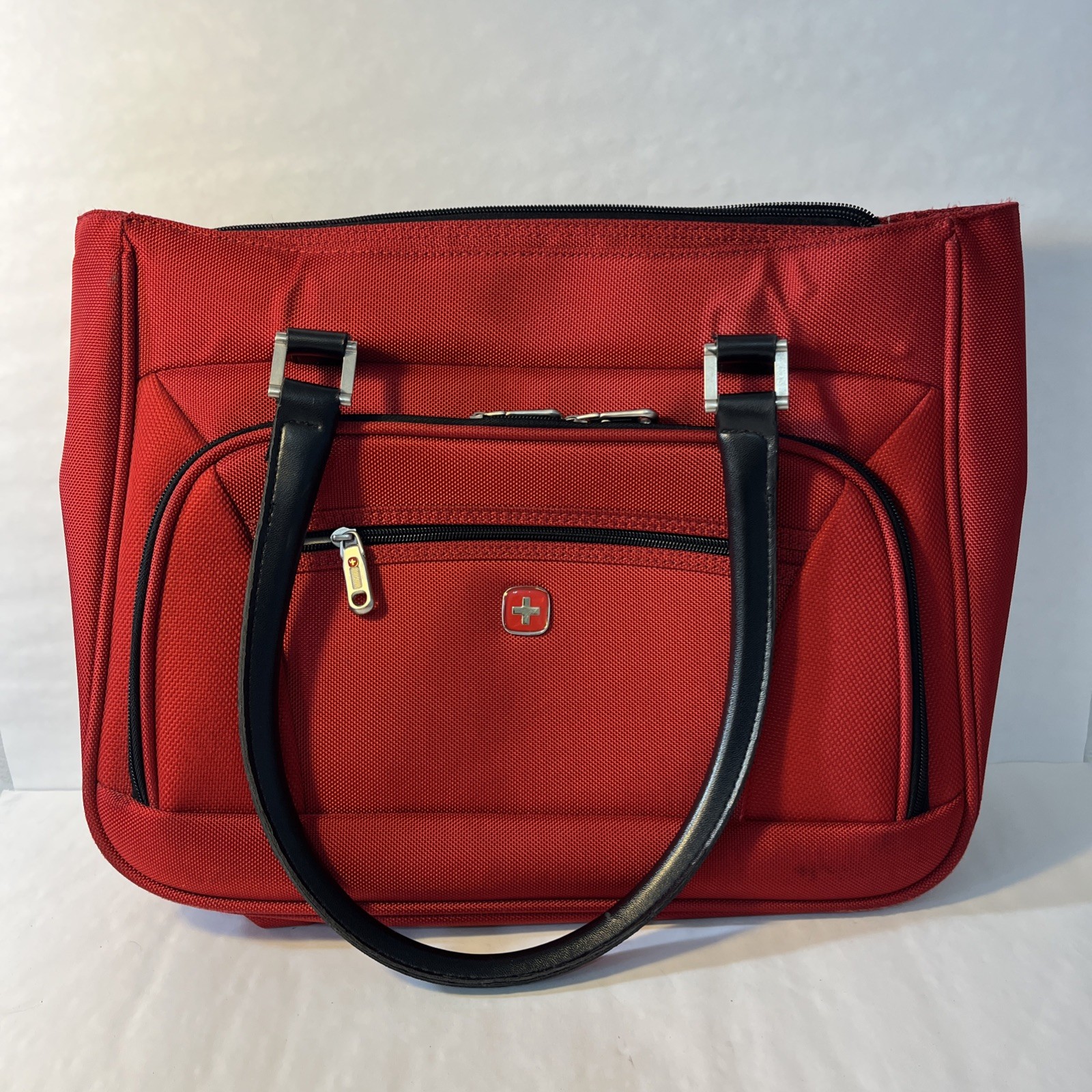 Swiss Gear by Wegner Red Carry On Canvas Briefcase Bag Travel Laptop