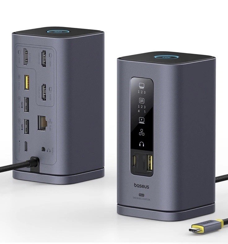 Baseus SpaceMate(MAC) Docking Station, USB C Docking Station 3 Monitors with 4K
