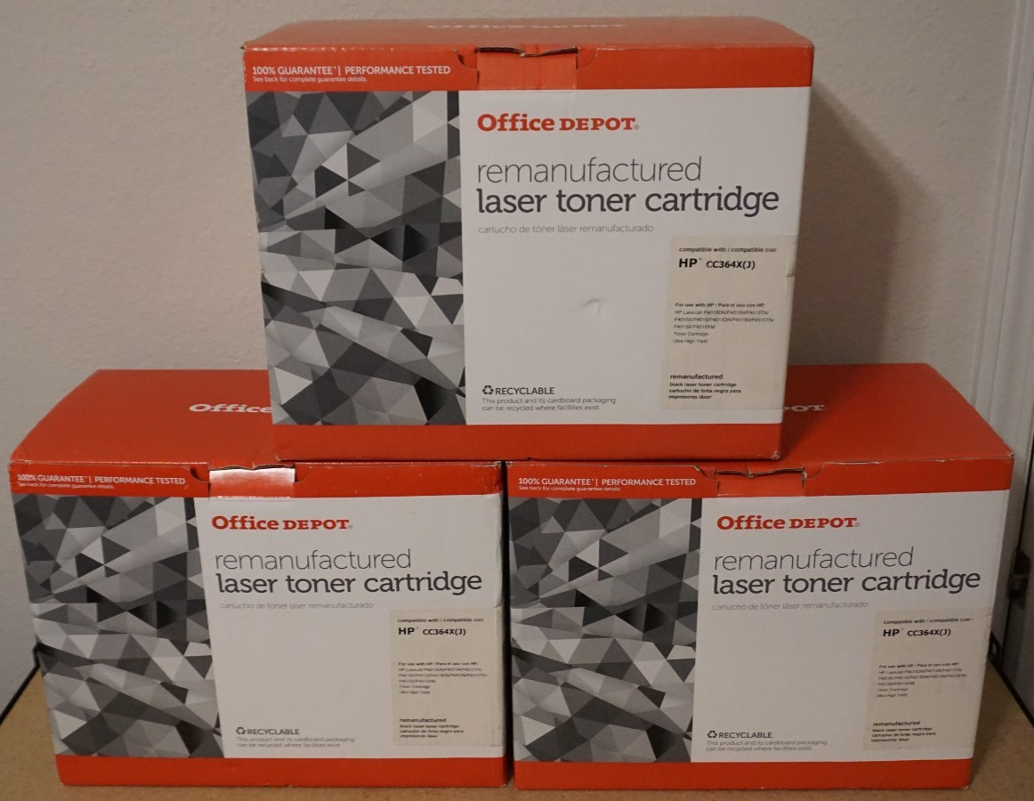 3x Office Depot Laser Toner Cartridge For HP CC364X(J)