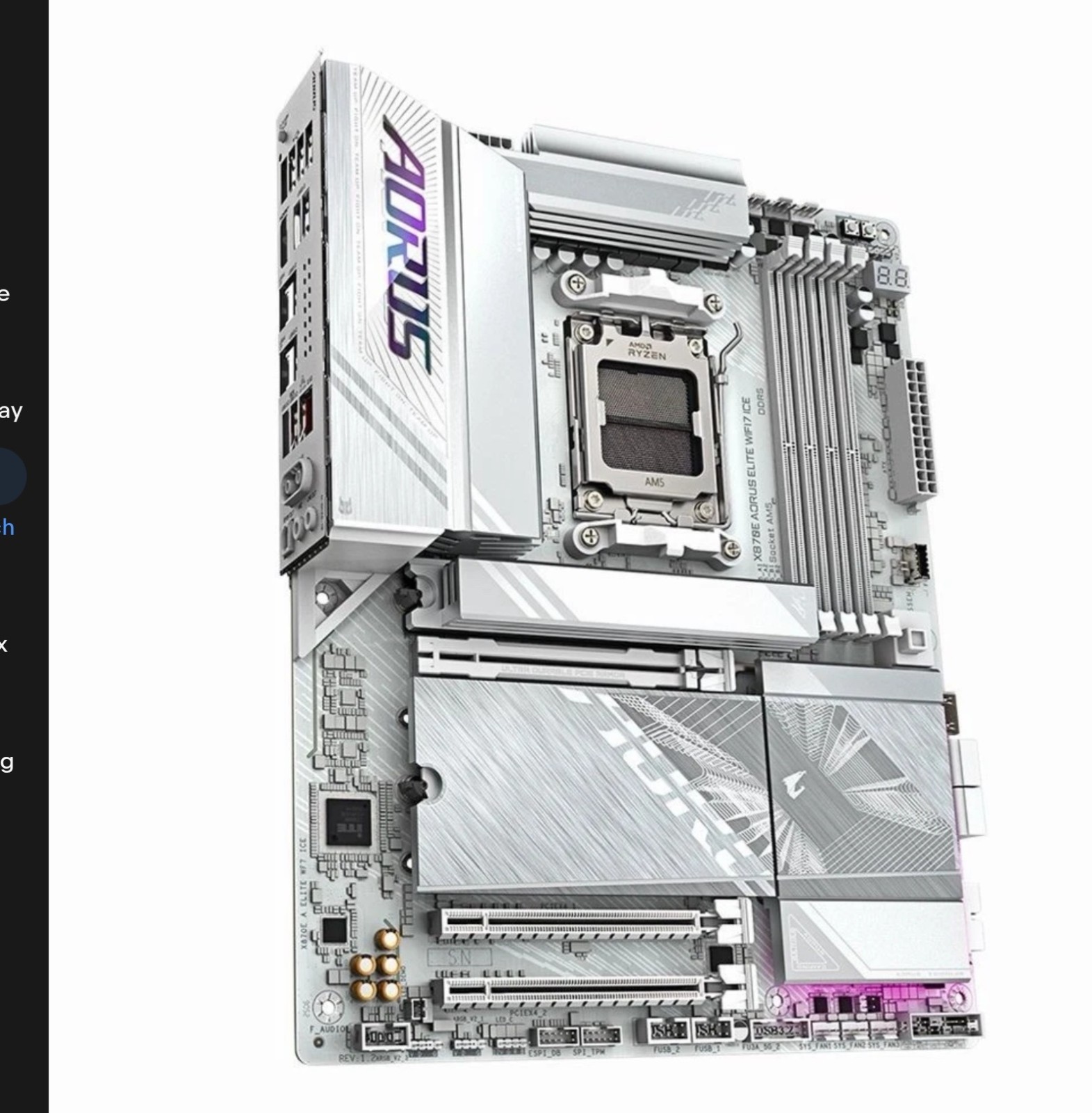 Gigabyte Aorus X870E AORUS ELITE WIFI7 ICE Gaming ATX Motherboard