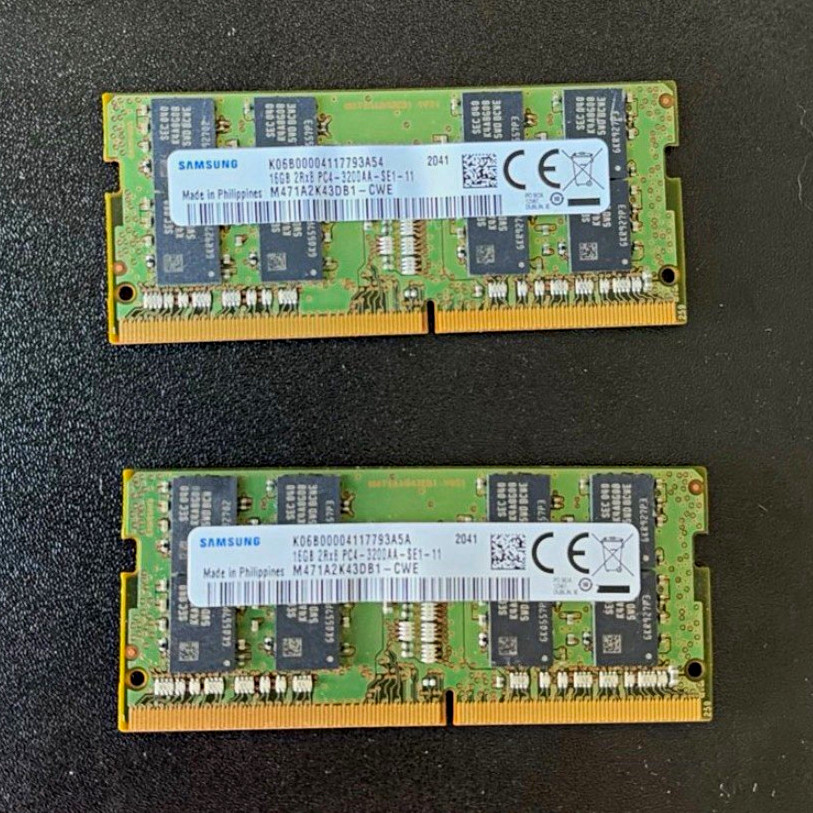 SAMSUNG SODIMM 32GB 2x16GB 2Rx8 PC4-2400T-SE1-11 M471A2K43BB1