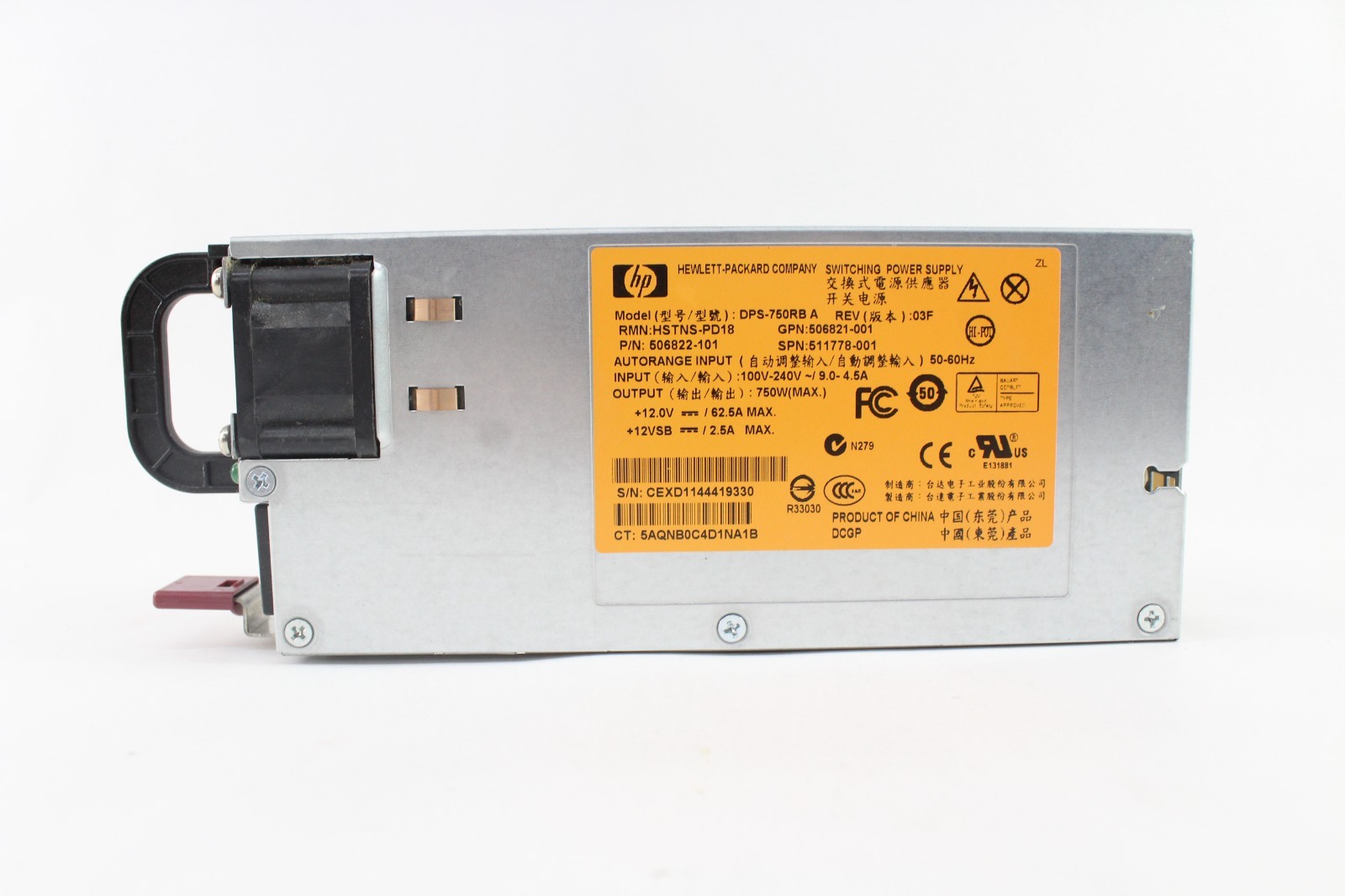511778-001/HSTNS-PD18/DPS-750RB A/506822-101/506822-201-HP 750W CS HE PSU