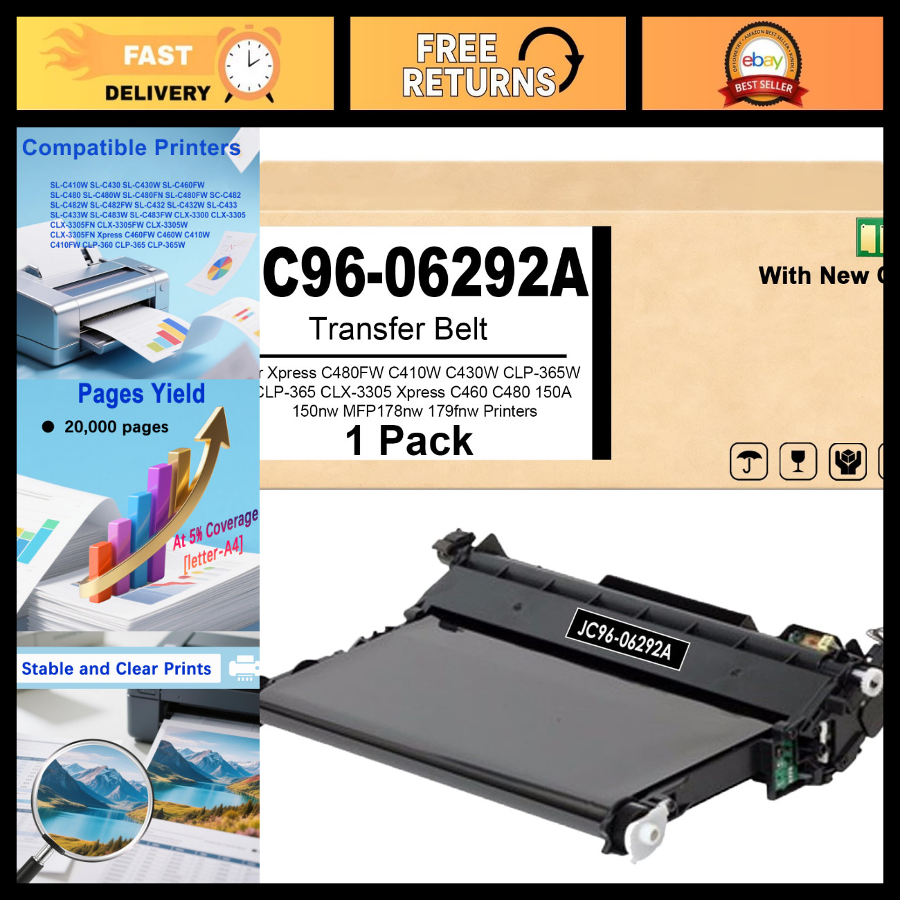 High-Capacity Transfer Belt for Printers - 20,000 Pages, Durable & Reliable