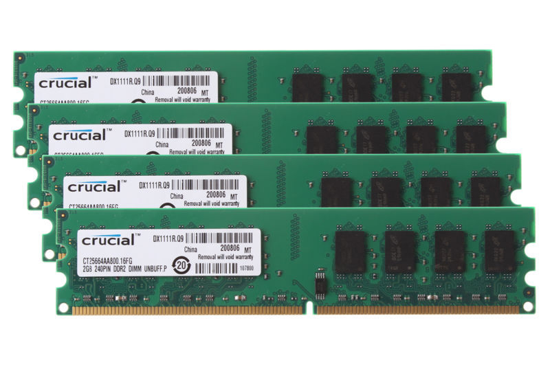 Crucial 8GB 4x2GB For Dell OptiPlex 740 745 755 760 PC2-6400 DDR2 800Mhz Memory