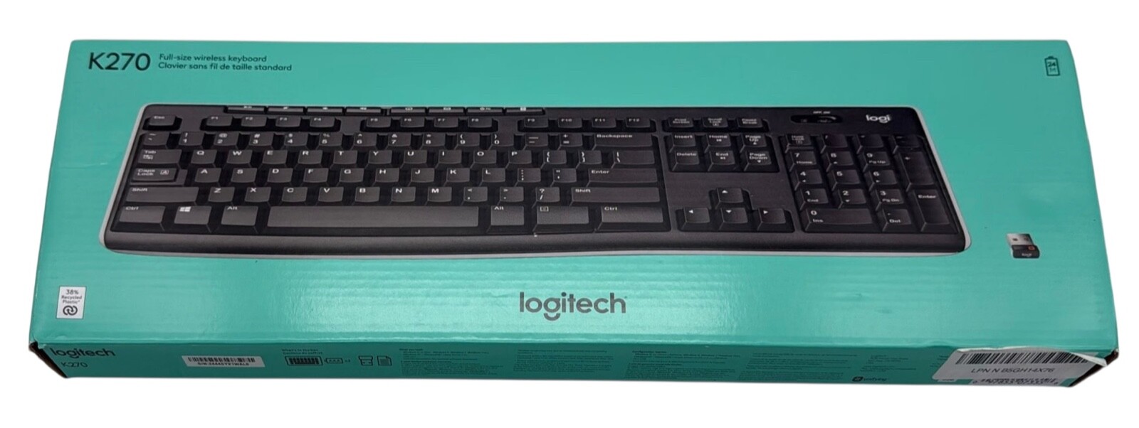 Logitech K270 Wireless Keyboard  Includes Unifying Receiver New Open Box