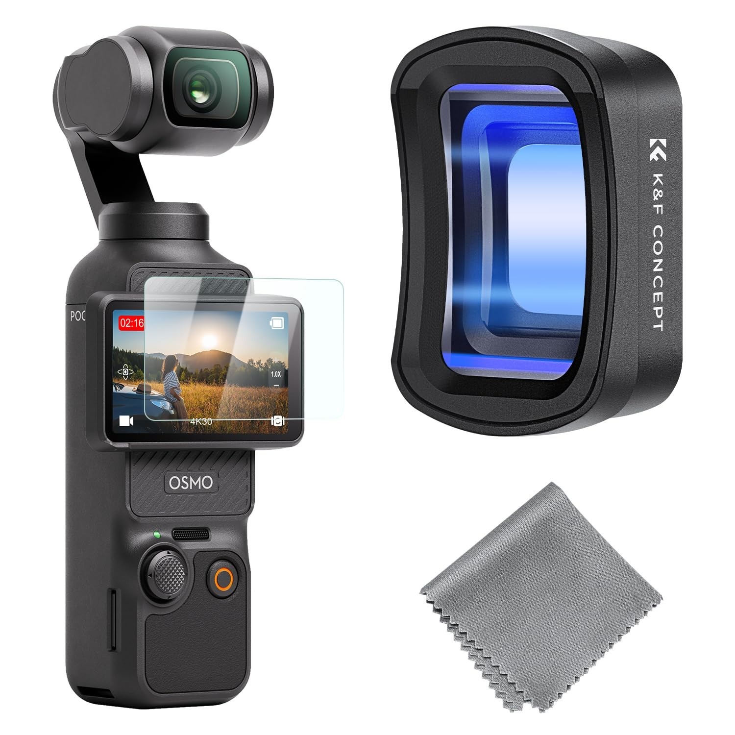 K&F CONCEPT 1.2X Anamorphic Lens Compatible with DJI Osmo Pocket 4/3, Blue St...